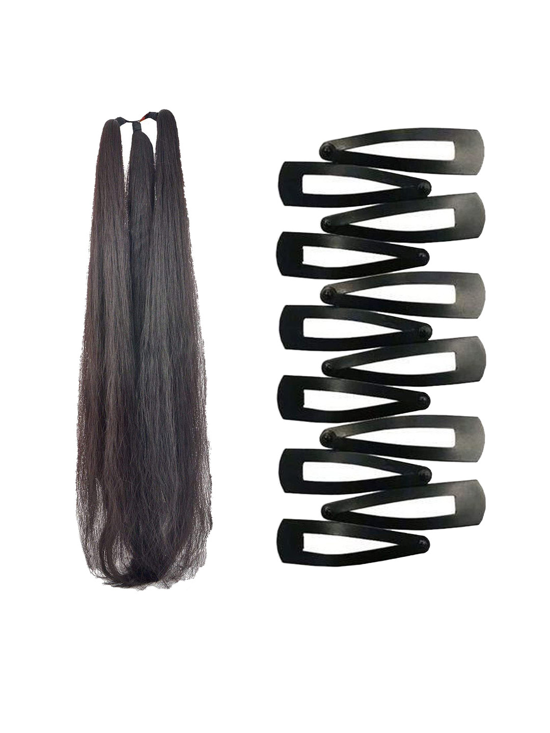 CHRONEX Women Black Set of 12 Tic Tac Clip & 1 Hair Extension Hair Accessory