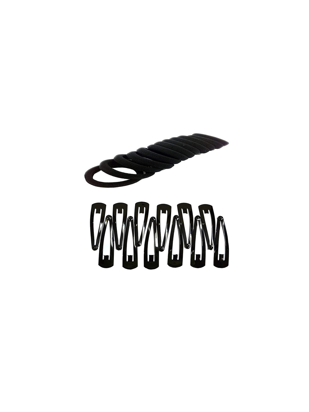 CHRONEX Women Black Set of 12 Ponytail Holders & 12 Tic Tac Clips