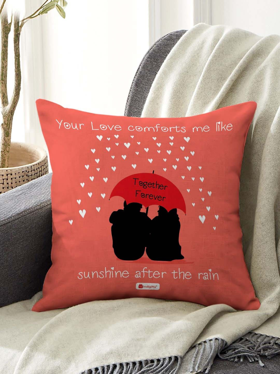 Indigifts Pink & Black Love Comforts Me Pre-Filled Cushions