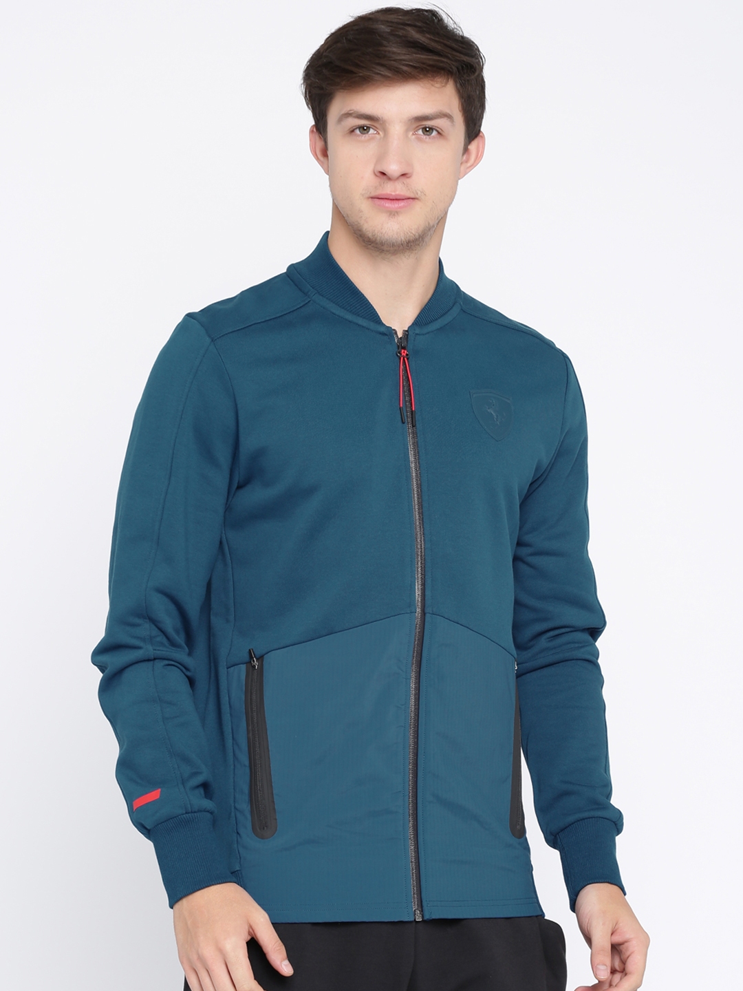 PUMA Motorsport Men Teal Blue Solid Ferrari Motorsport Jacket