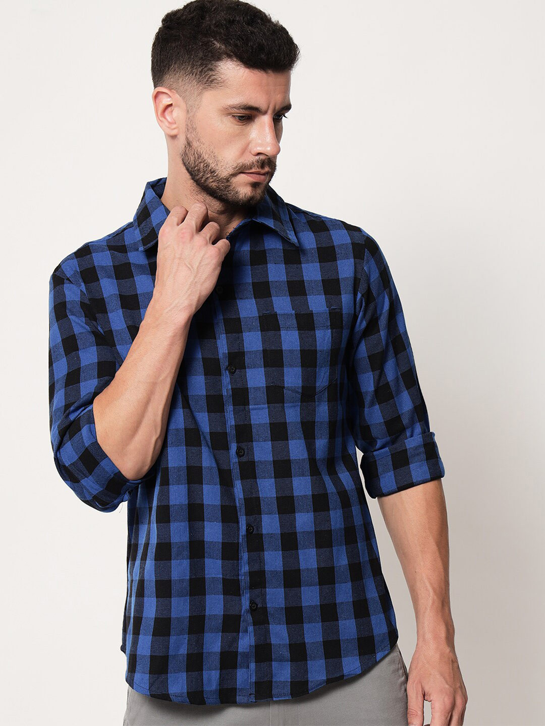 Vastraa Fusion Men Standard Buffalo Checks Checked Cotton Casual Shirt