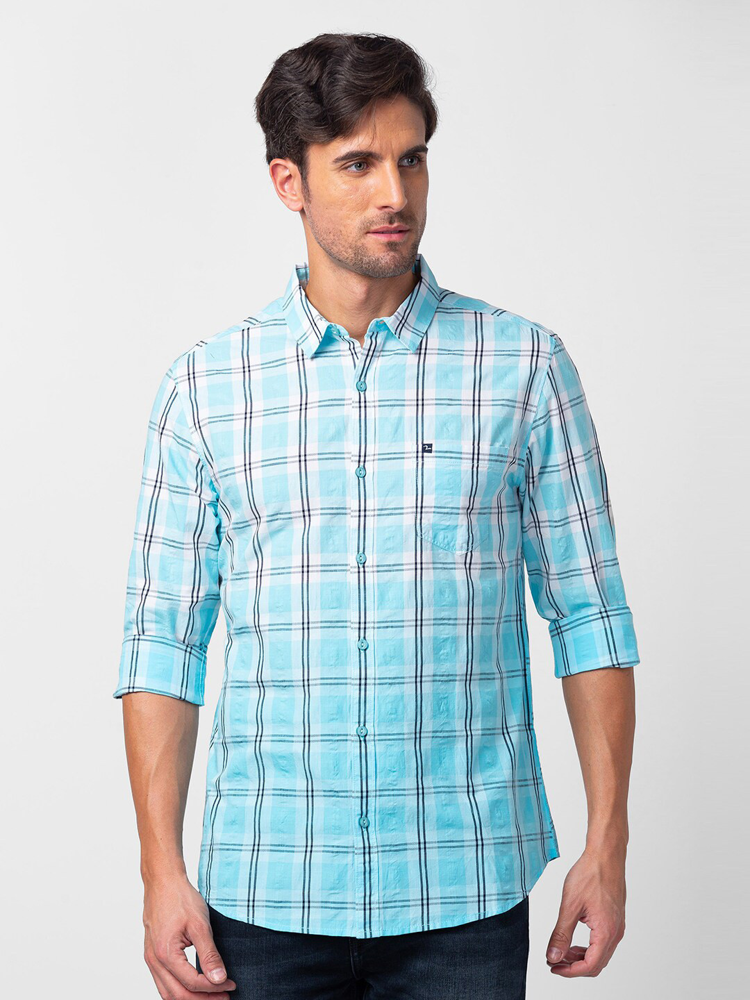 SPYKAR Men Slim Fit Tartan Checks Checked Casual Shirt