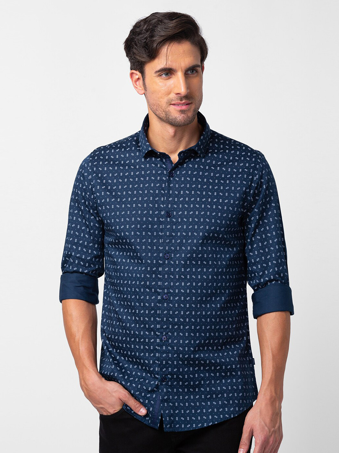 SPYKAR Men Satin Conversational Printed Long Sleeves Casual Shirt