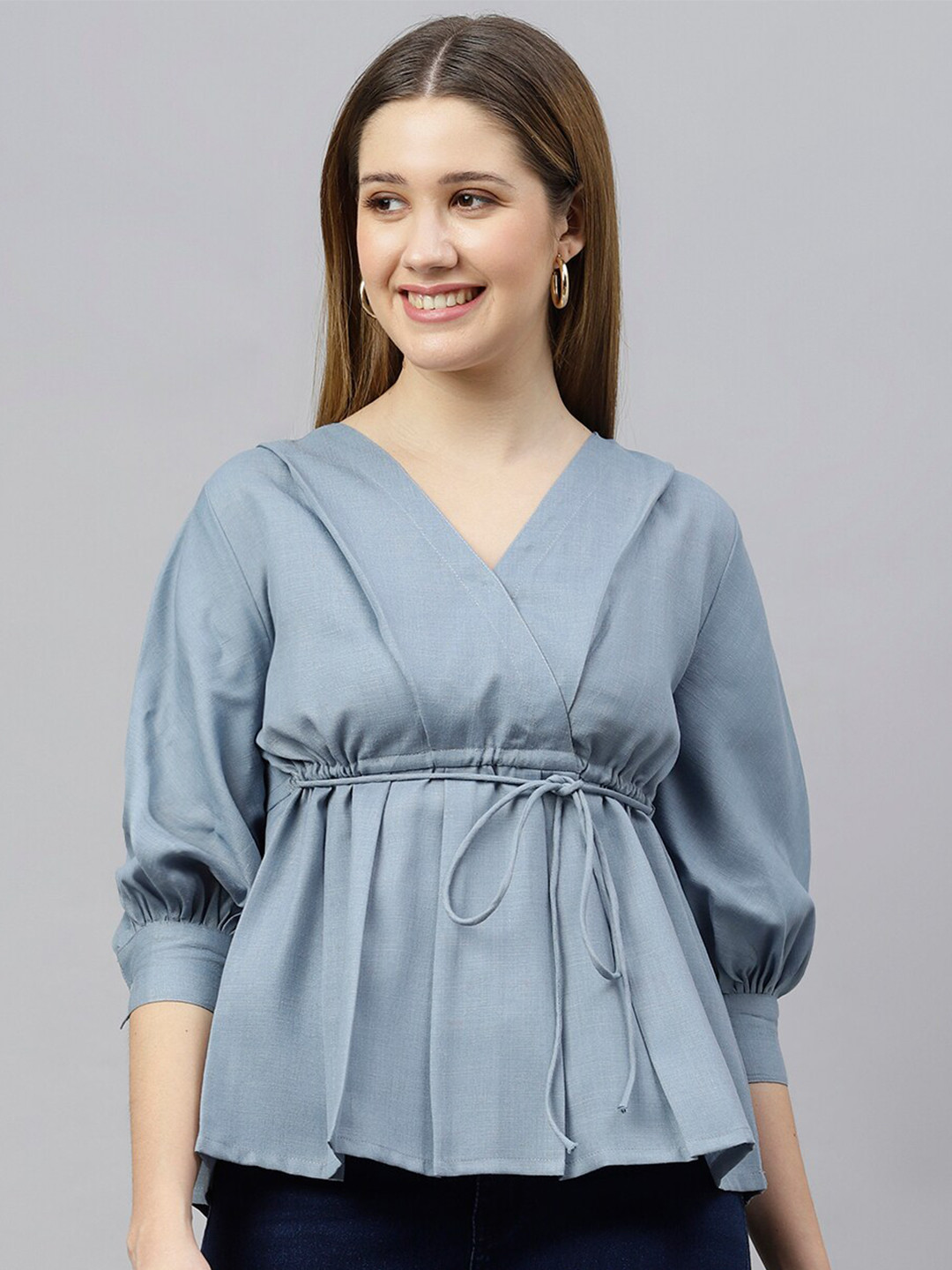 FLAMBOYANT Crepe Peplum Top