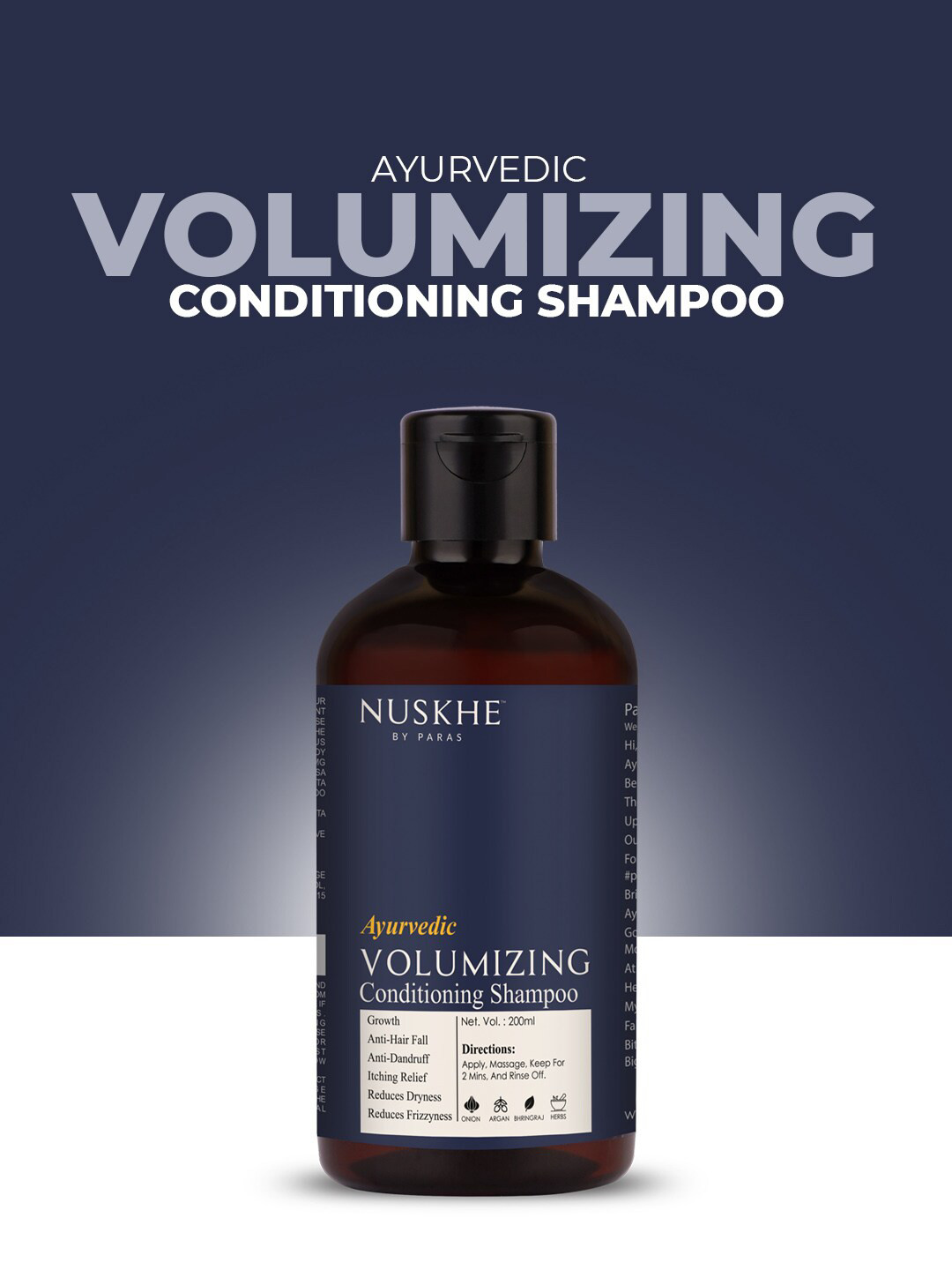 Nuskhe by Paras Ayurvedic Volumizing Conditioning Shampoo with Onion & Argan - 200 ml