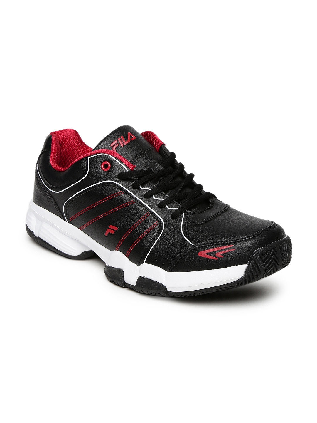 Fila black tennis sale shoes