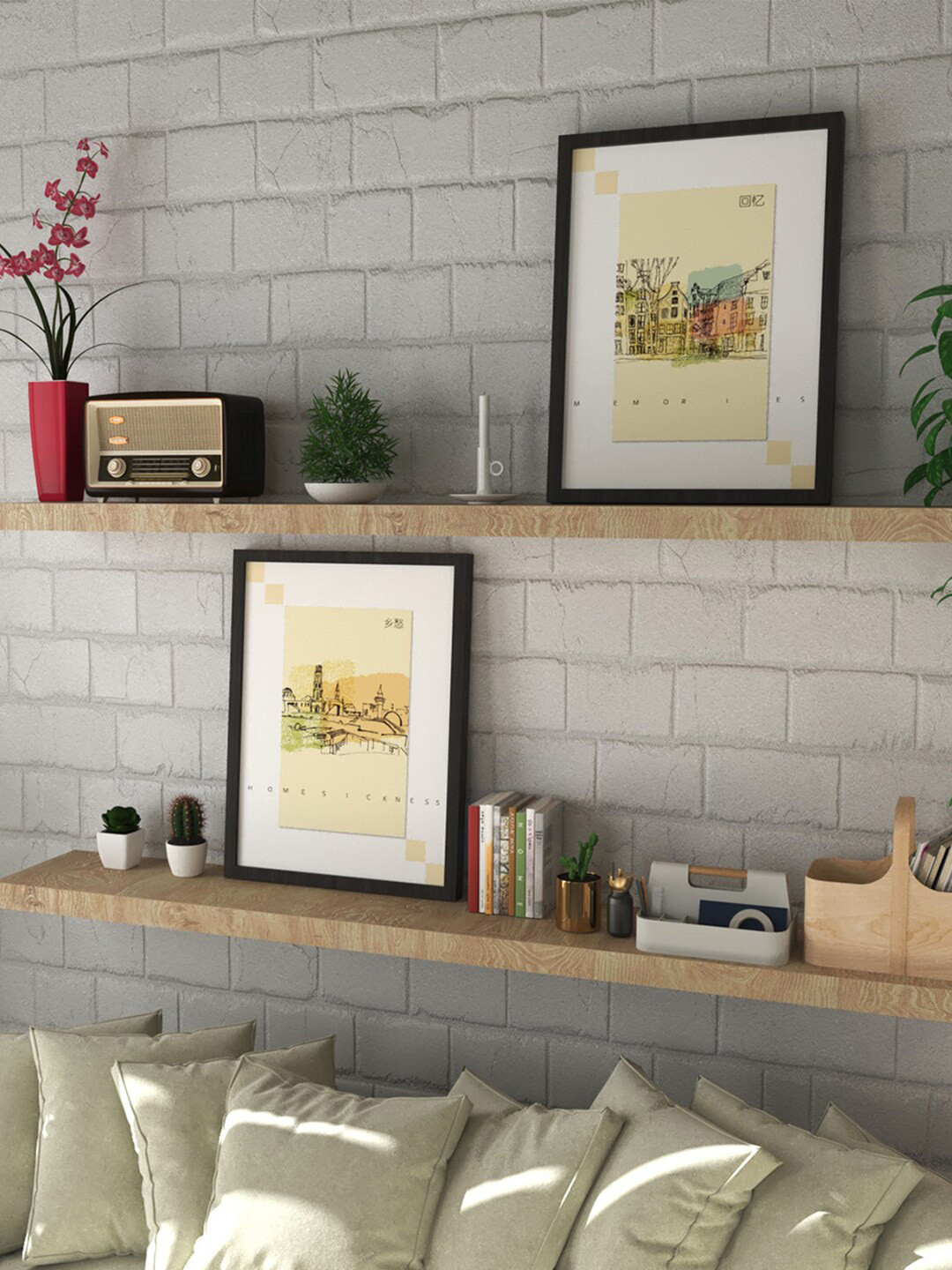 Art Street White & Peach Set Of 2 City Travel Inspired Framed Wall Art