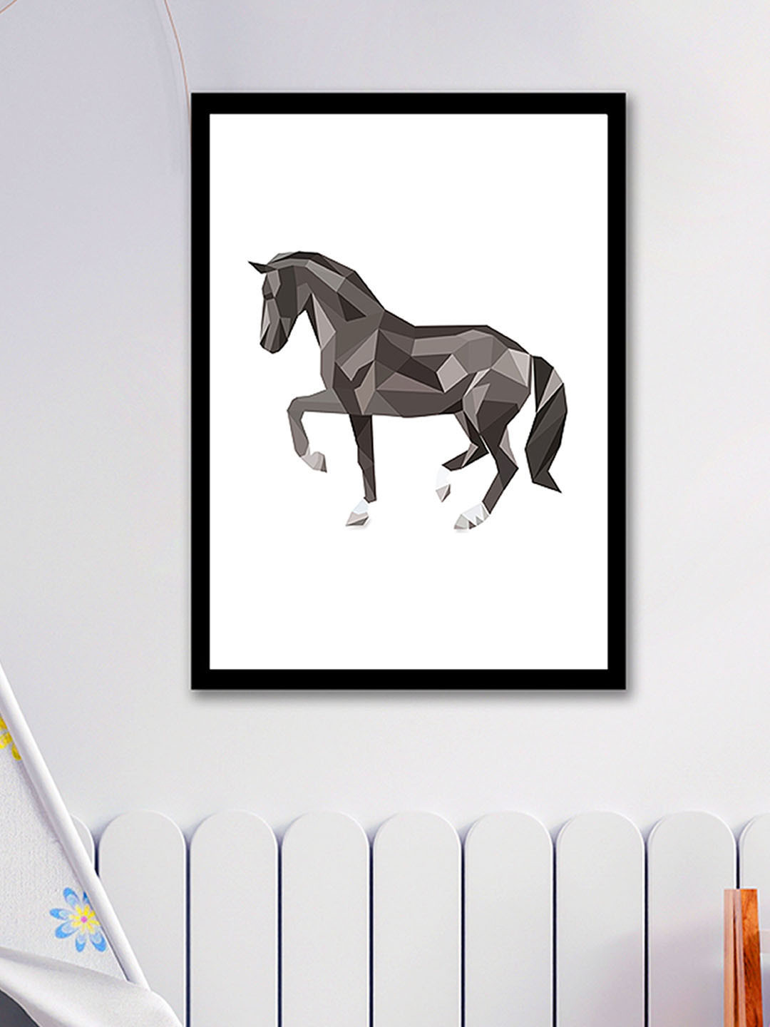 Art Street Geometric Horse MDF Wall Rectangle Paintings Wall Art -17.9 x 12.9 In