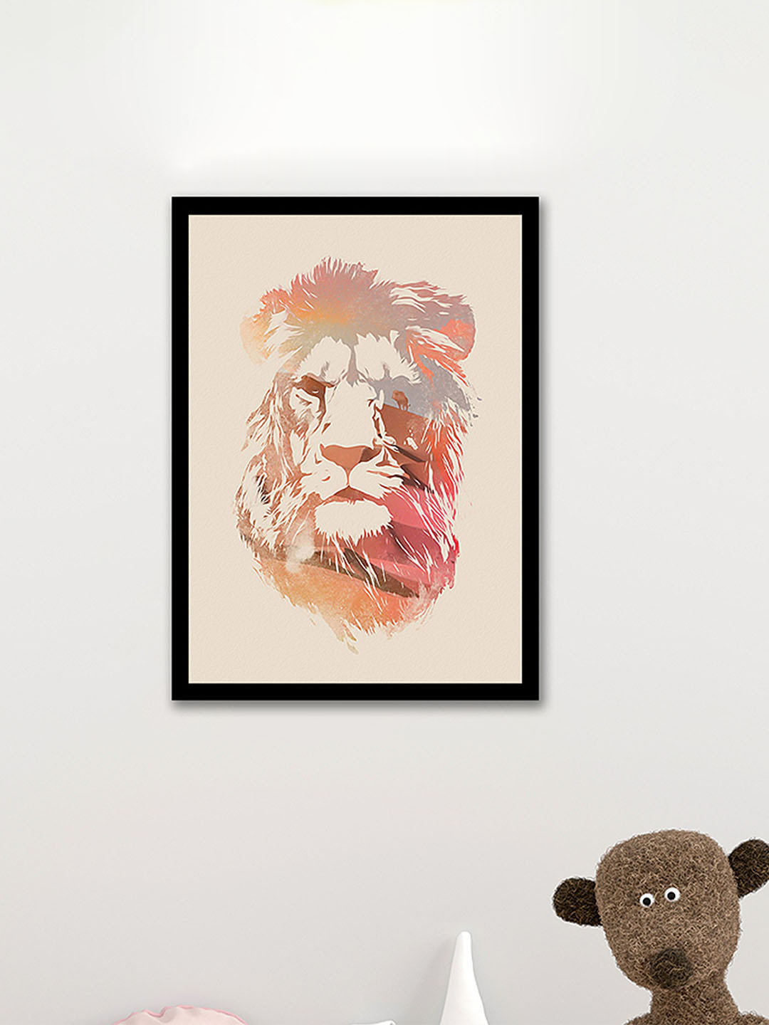 Art Street Lion Face MDF Wall Rectangle Paintings Wall Art -17.7 x 12.9In