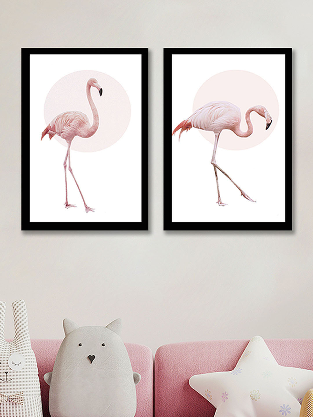 Art Street Flamingo MDF 2 Pcs Wall Kids Room Rectangle Paintings Wall Art -9.45 x 11.8In