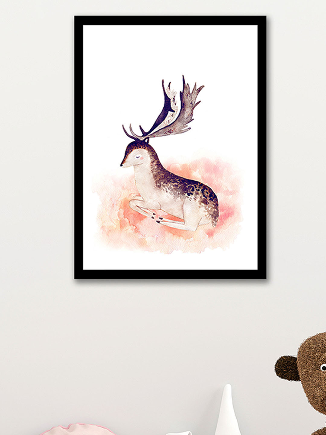 Art Street White & Blue Deer Painted Wall Art