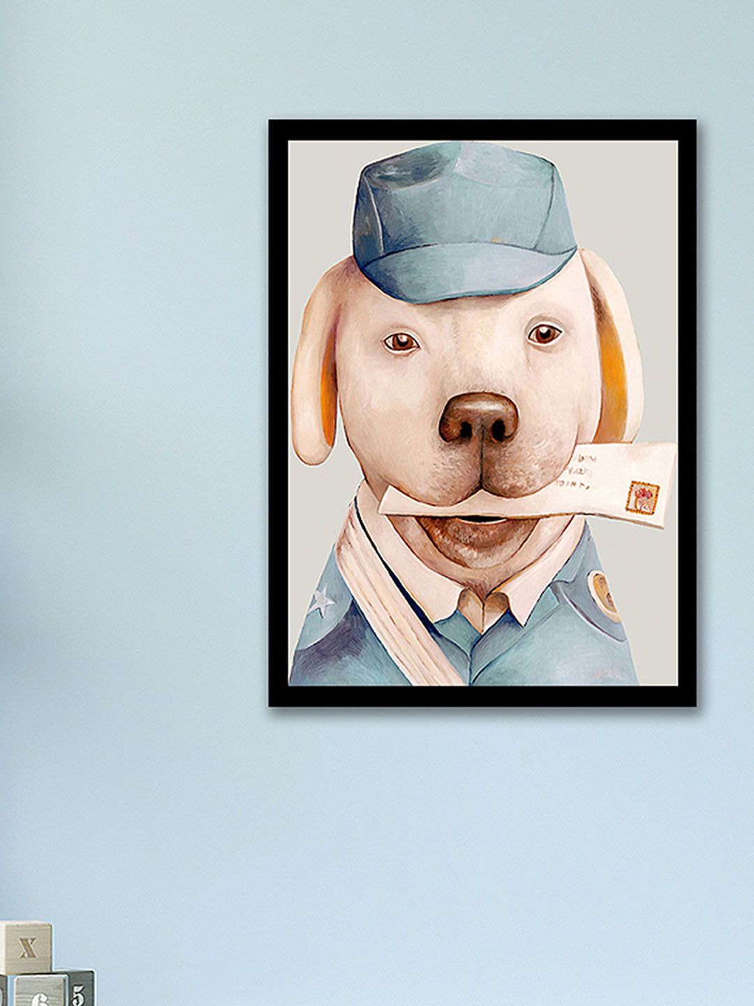 Art Street Postman Dog Cartoon Canvas Wall Rectangle Paintings Wall Art-17.7 x 12.6In