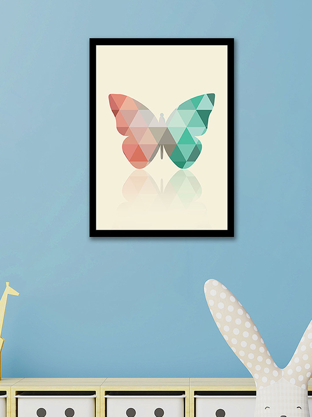 Art Street Rainbow Butterfly MDF Wall Rectangle Paintings Wall Art -17.7 x 12.9In