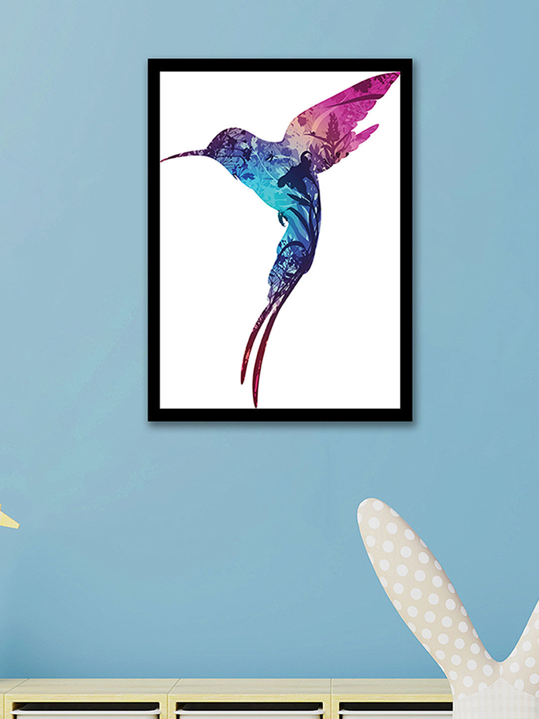 Art Street Humming Bird MDF Wall Rectangle Paintings Wall Art - 12.9 x 17.7 In