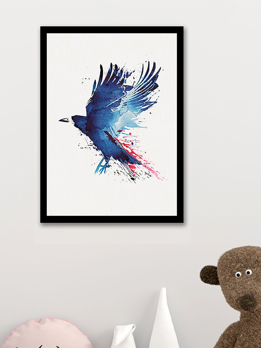 Art Street Blue MDF Wall Living Room Rectangle Potrait Paintings Wall Art -17.70 x 12In