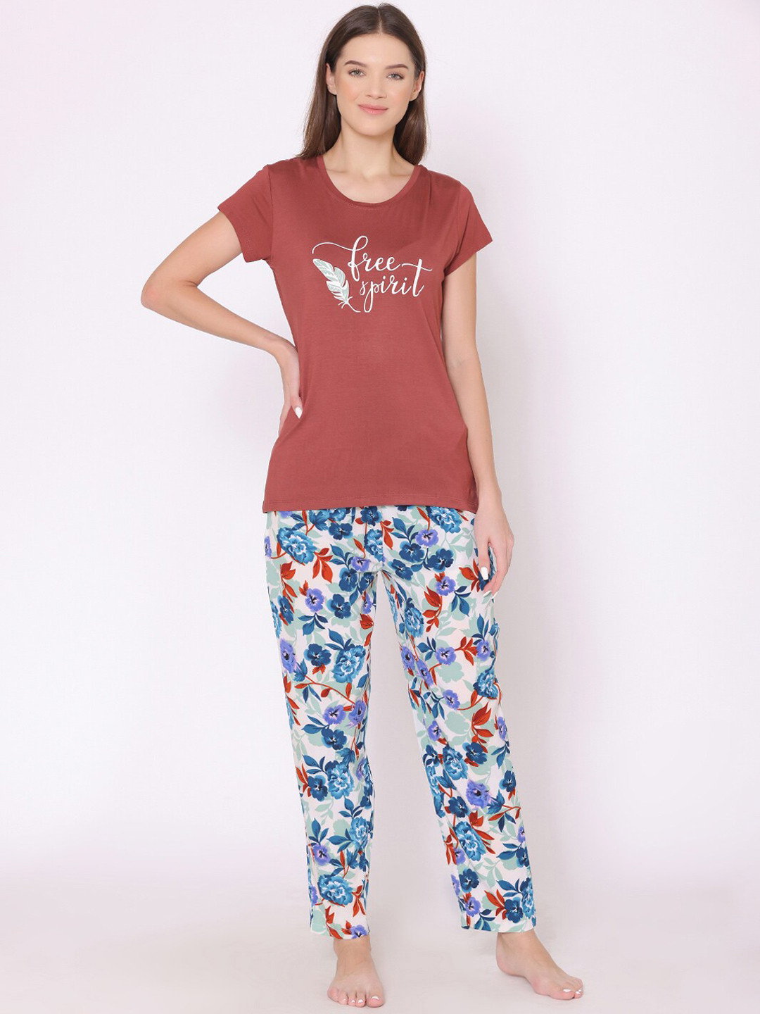 Bodycare Women Plus Size Floral Printed Night suit