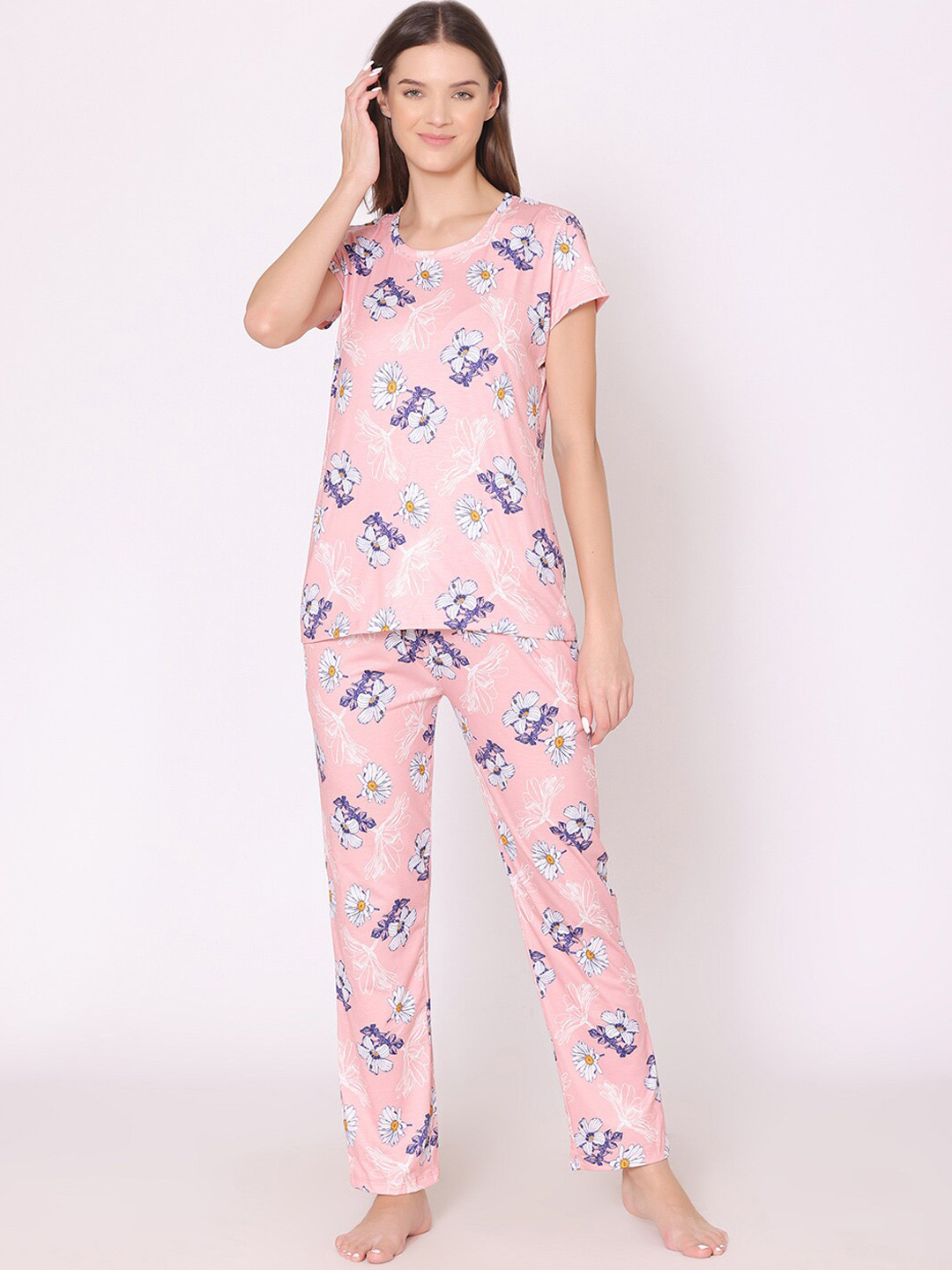 Bodycare Women Plus Size Floral Printed Night suit
