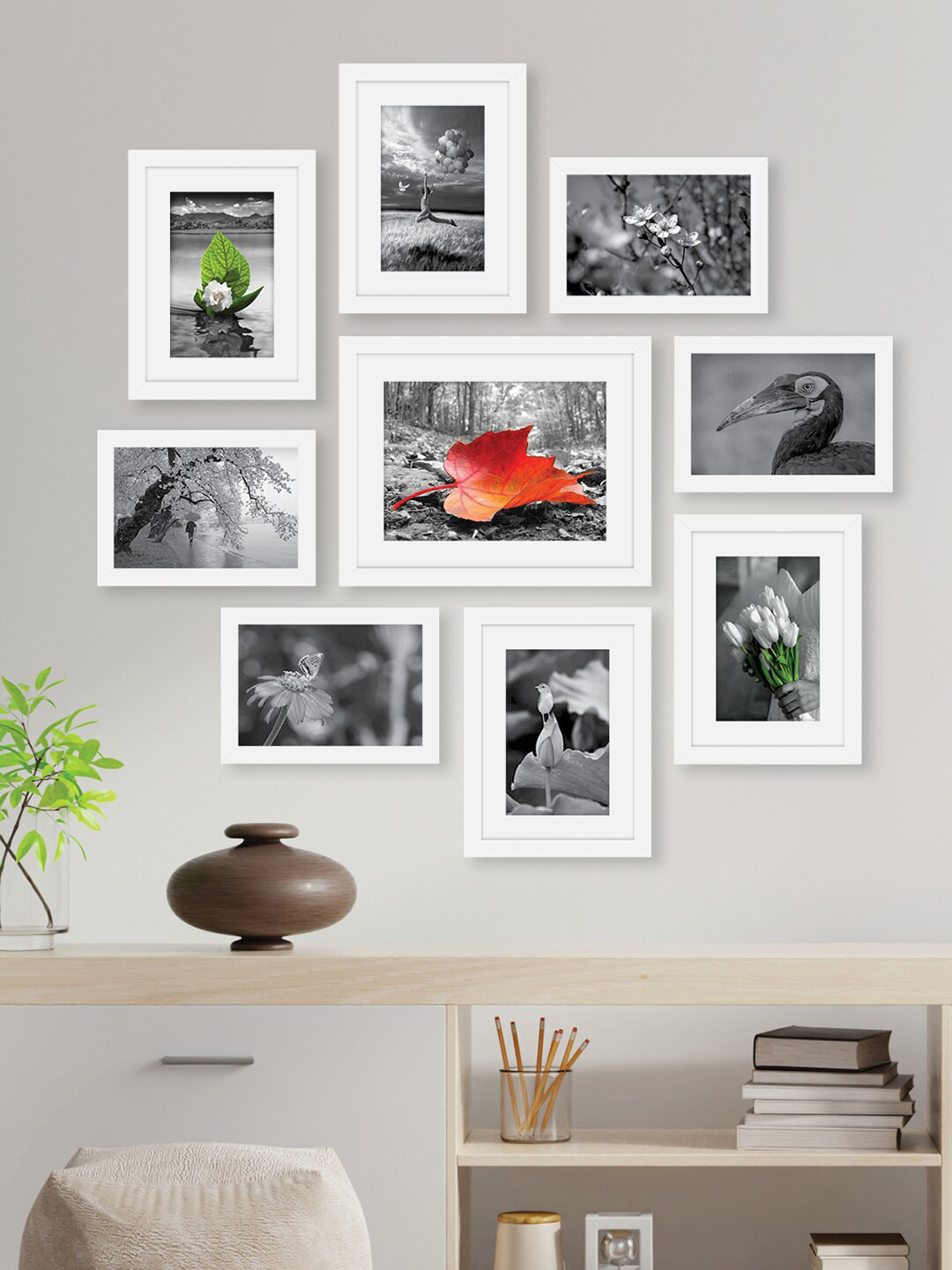 RANDOM Set Of 9 White Collage Photo Frames
