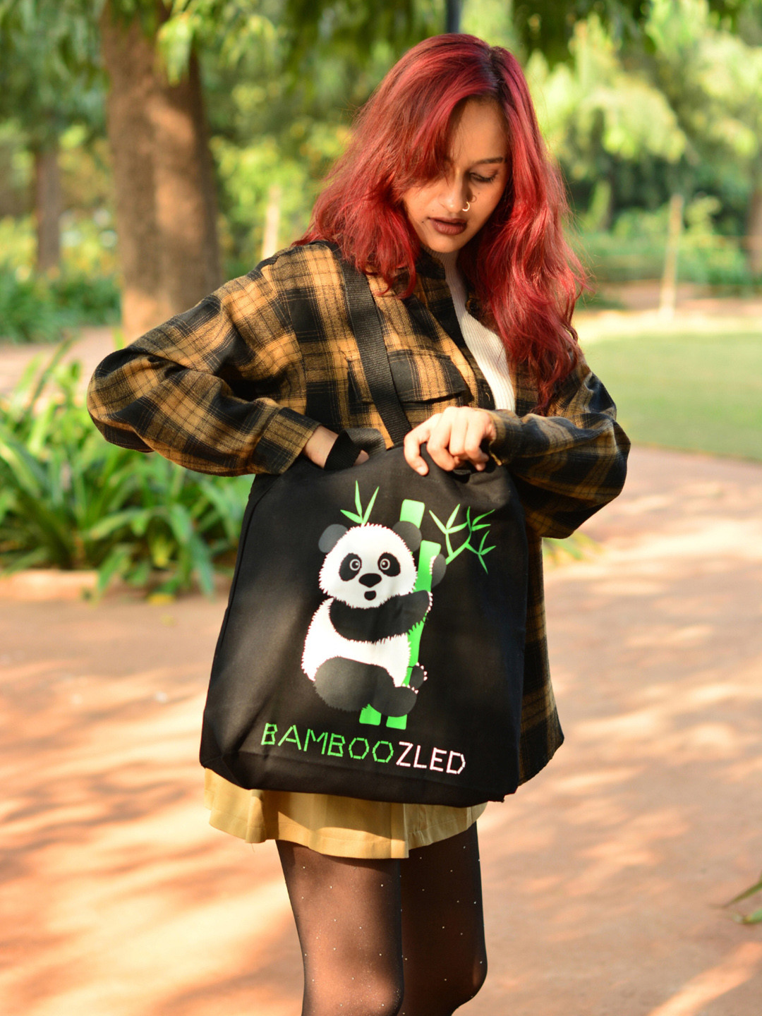 EcoRight Black Printed Shopper Cotton Tote Bag