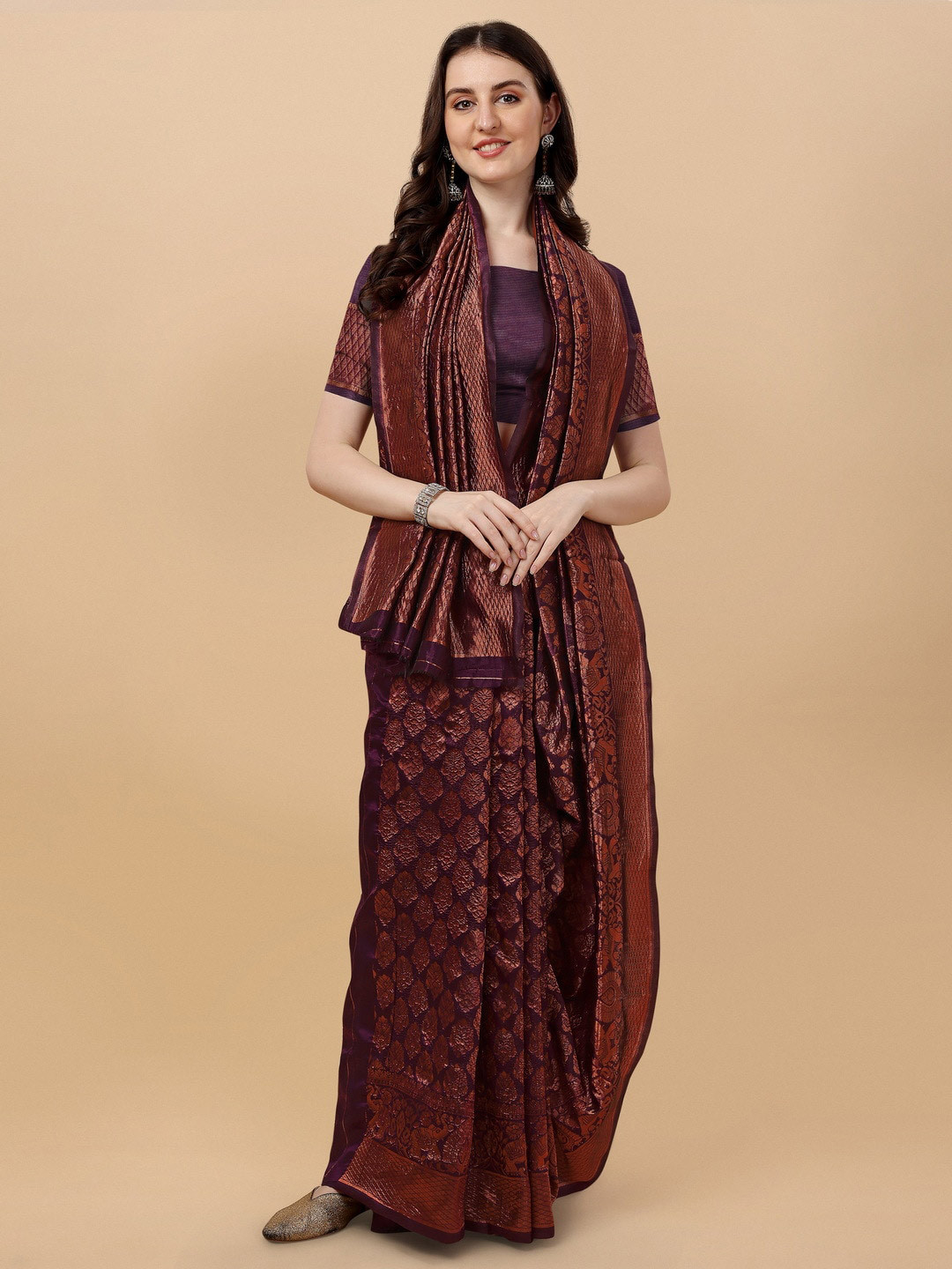 BESUCHER Gold Woven Design Zari Silk Blend Banarasi Saree