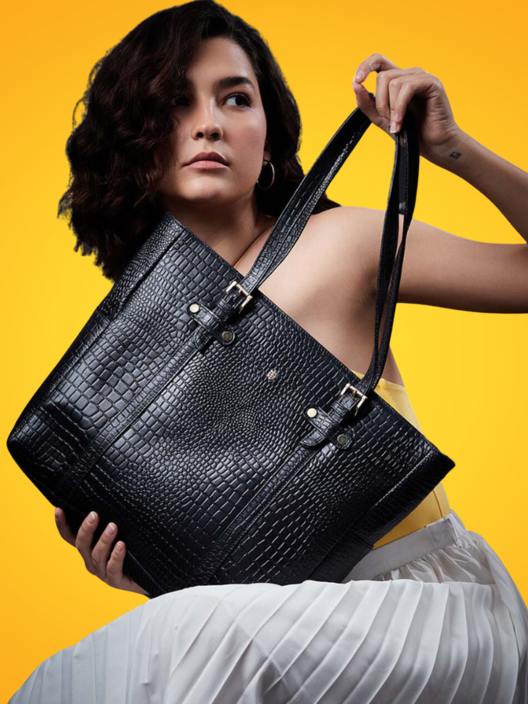 Tortoise Avril Textured Genuine Leather Laptop Handbag