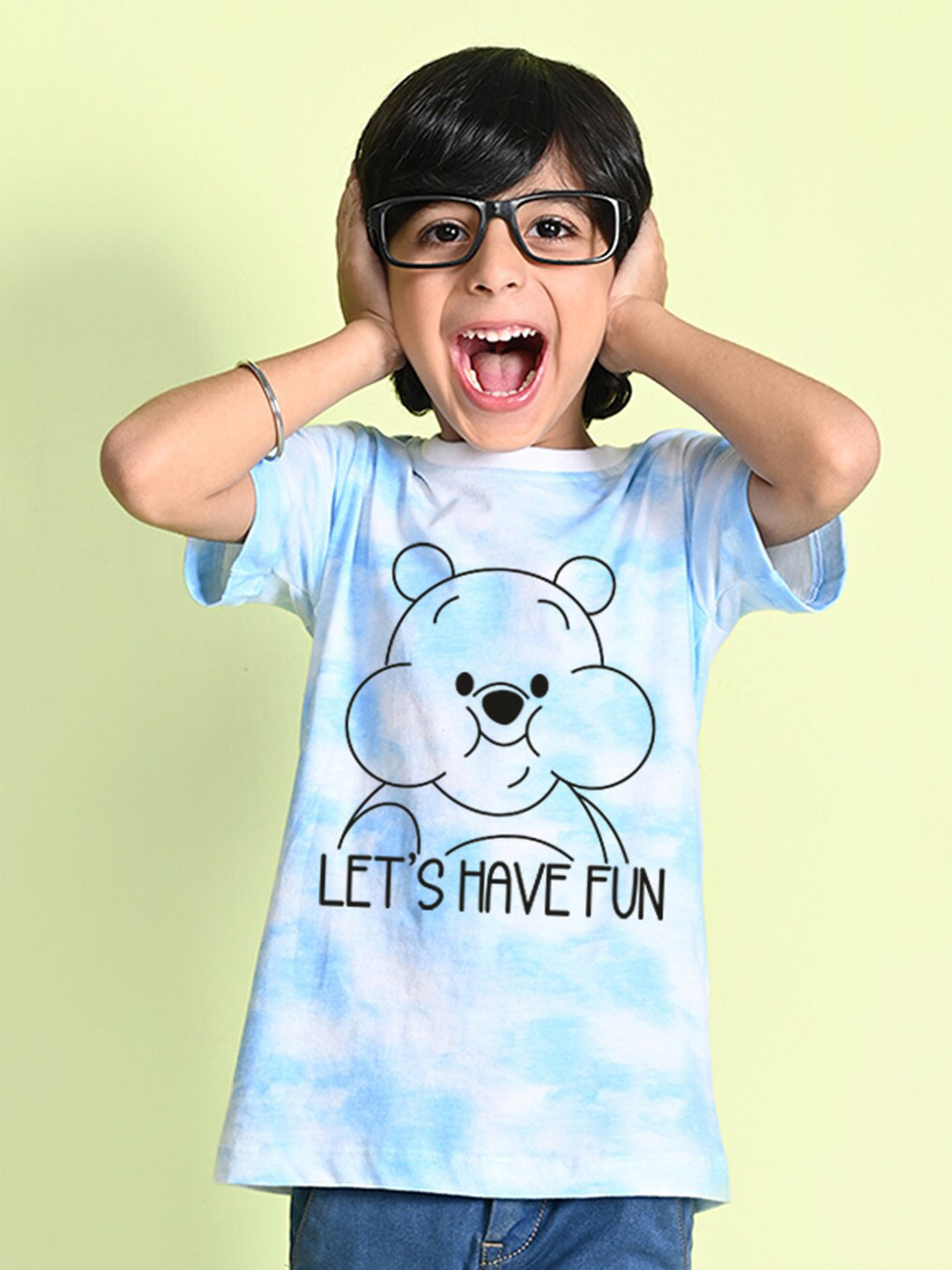 NUSYL Boys Tie and Dye Winnie The Pooh Printed Round Neck T-shirt