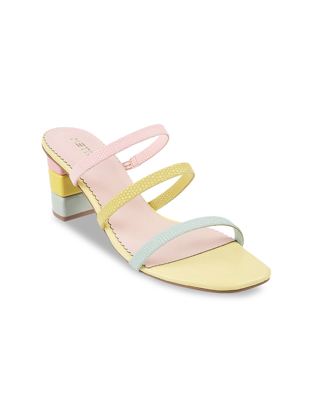 Metro Colourblocked Block Sandals Heels