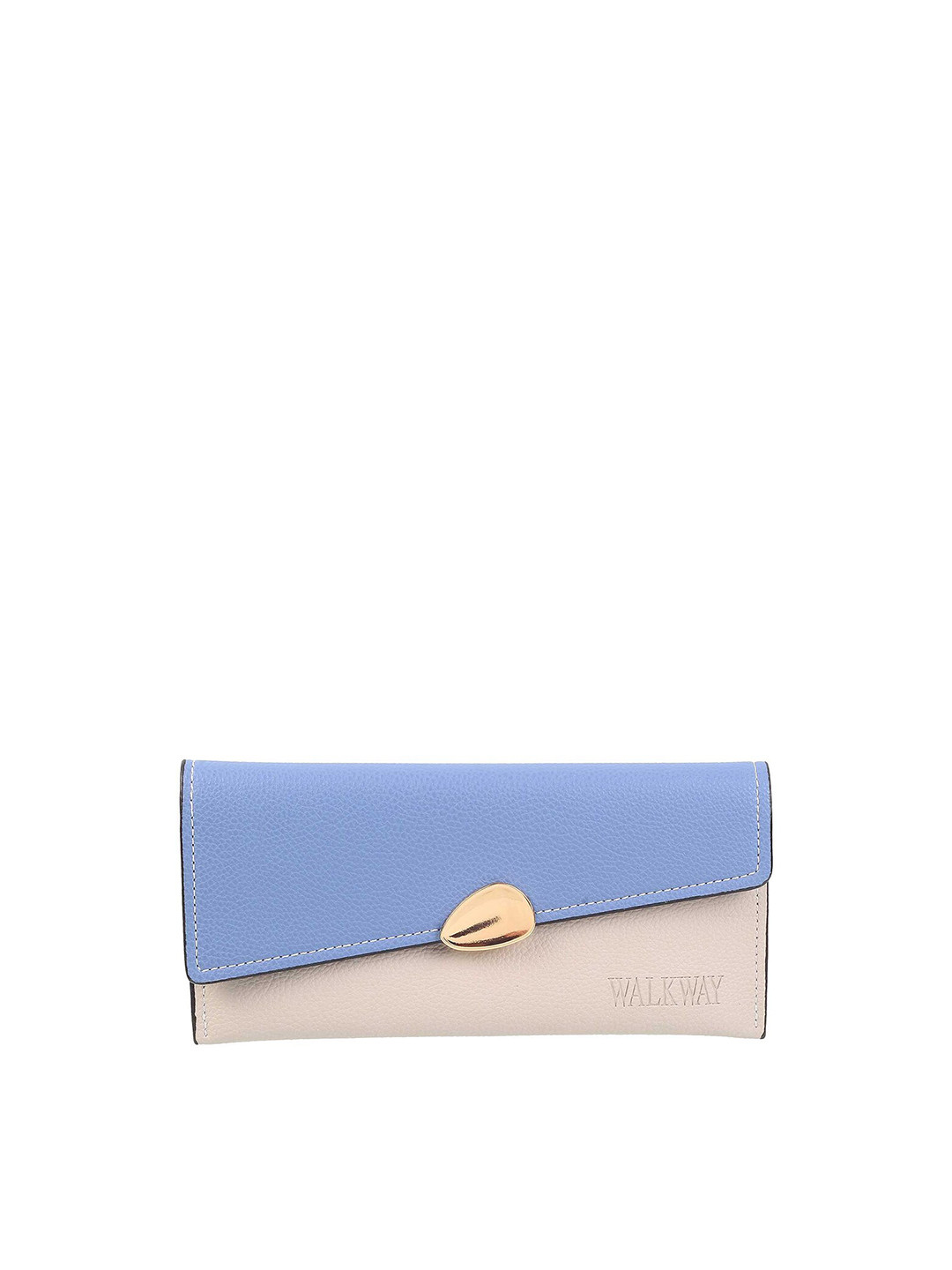 WALKWAY by Metro Women Blue & Cream Colourblocked Two Fold Wallet