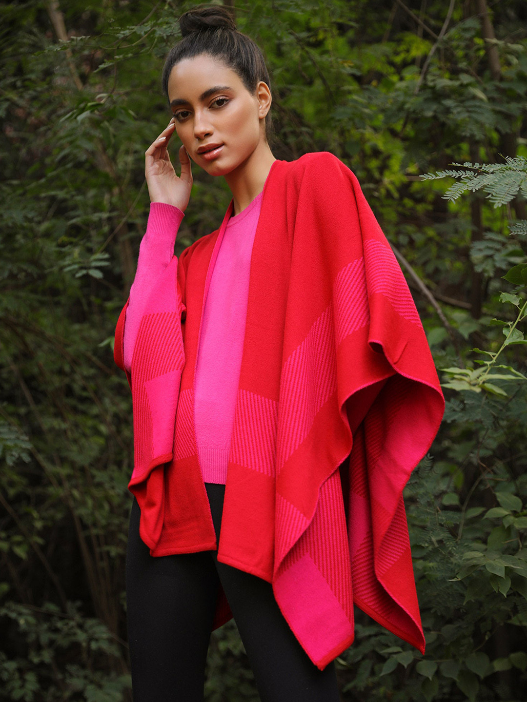 KHALEEJ Striped Wool Longline Front-Open Sweater