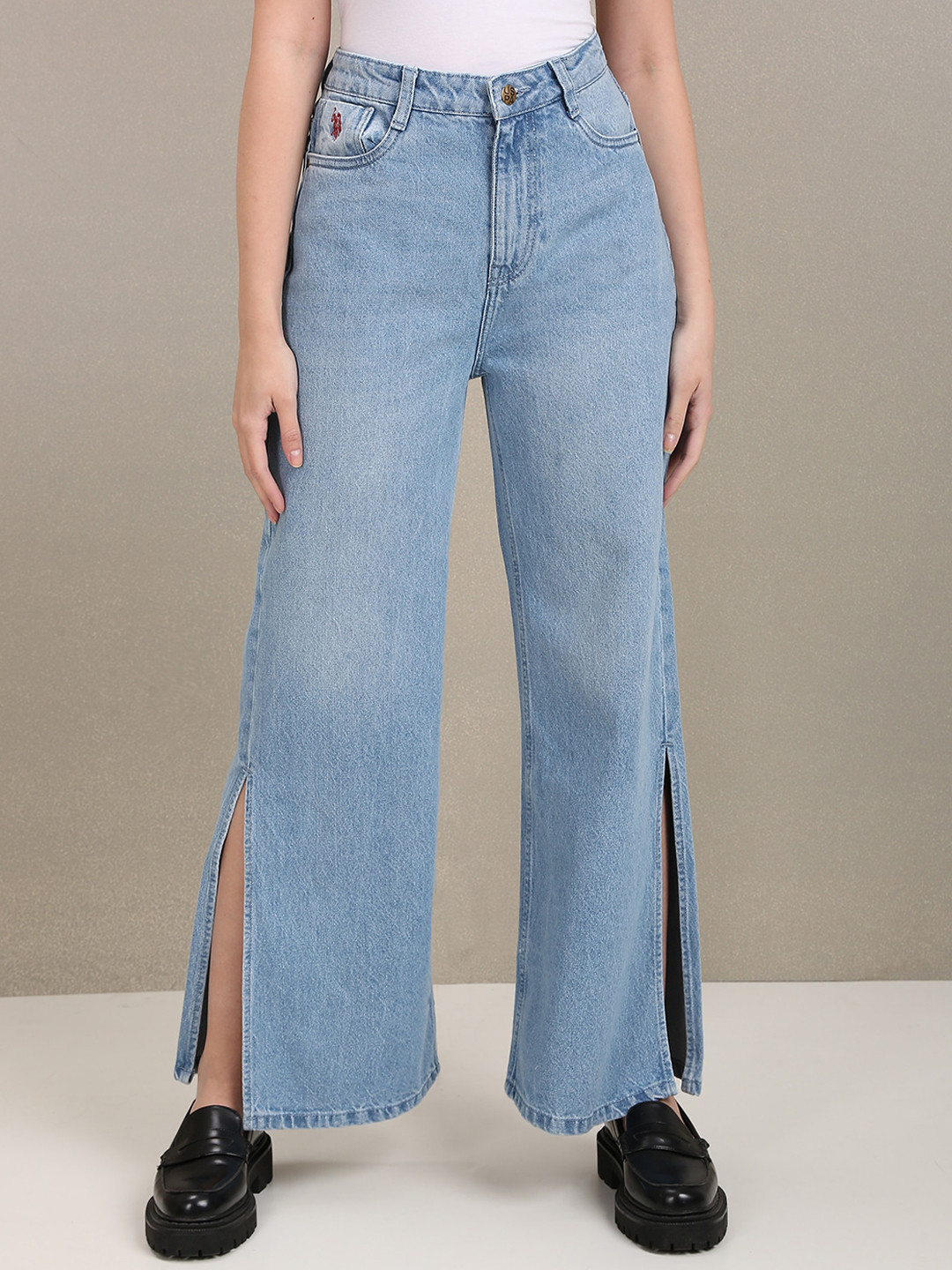 U.S. Polo Assn. Women Wide Leg High-Rise Stretchable Jeans