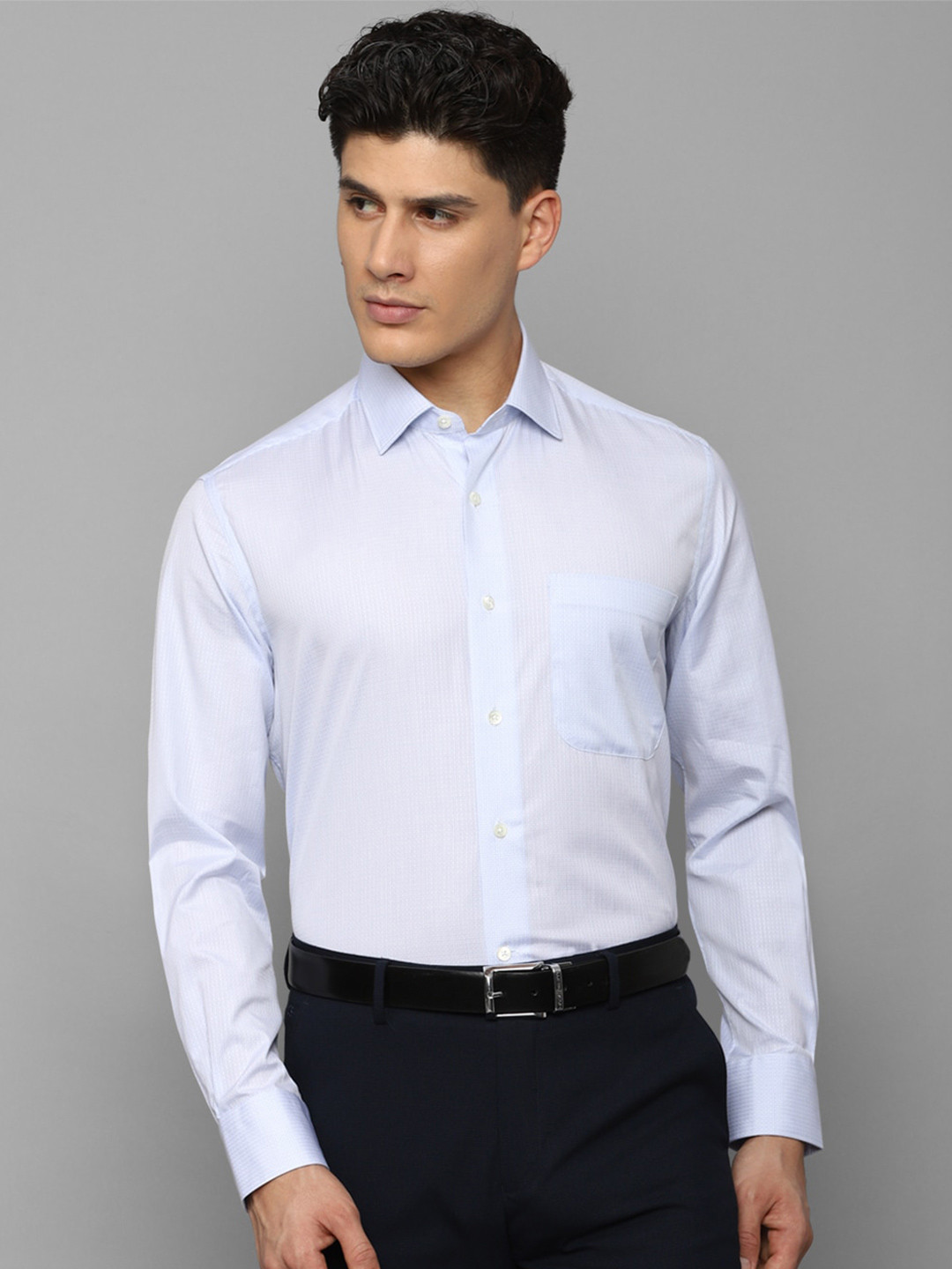 Luxure by Louis Philippe Men Self Design Cotton Slim Fit Formal Shirt