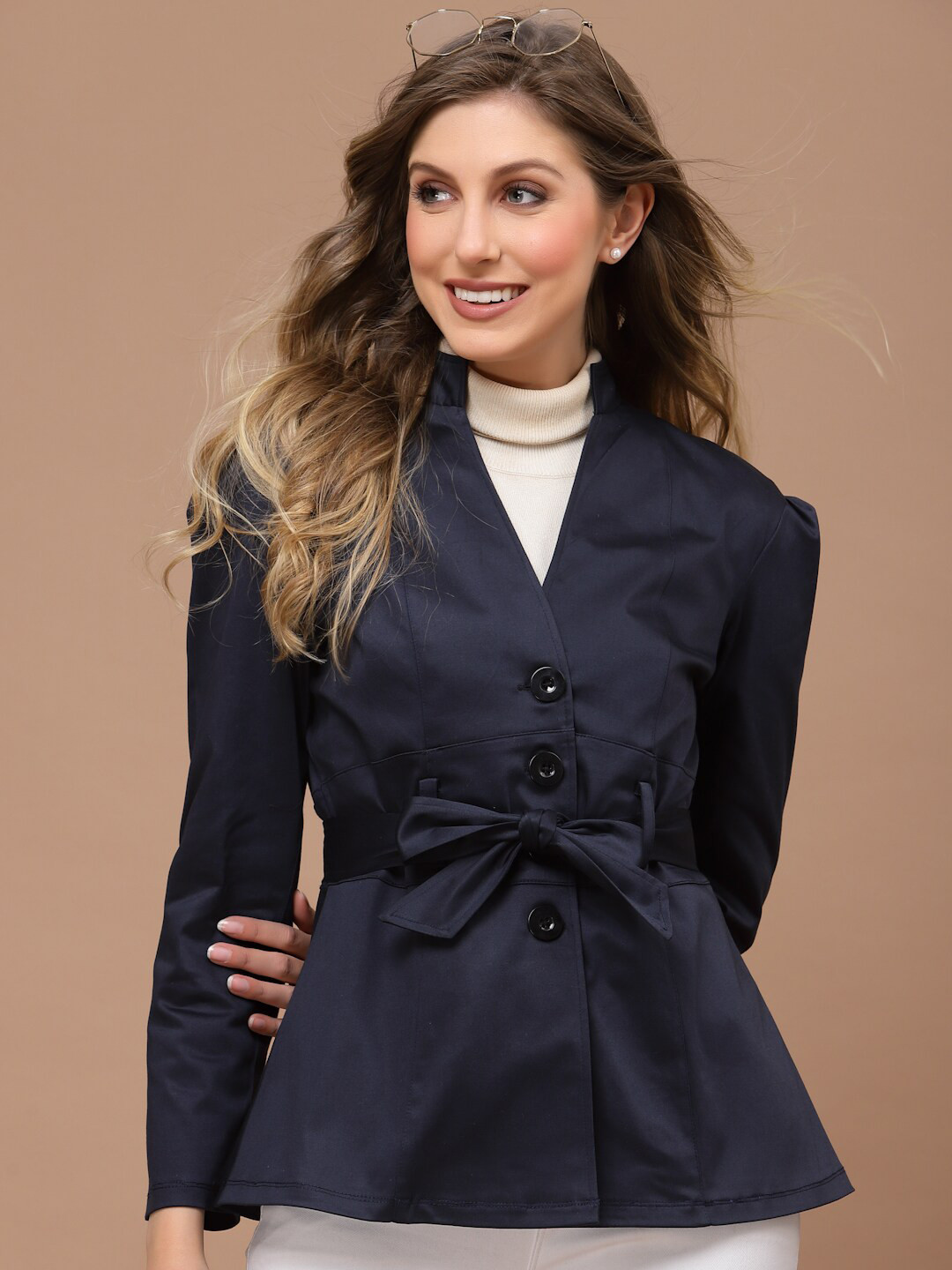 KASSUALLY Women Twill Single-Breasted Blazers