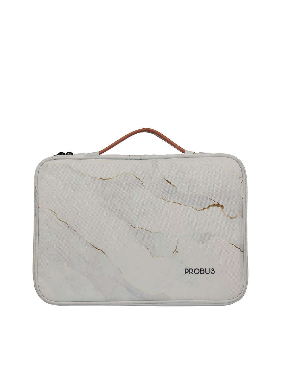 PROBUS Unisex Grey & Brown Printed Laptop Sleeve