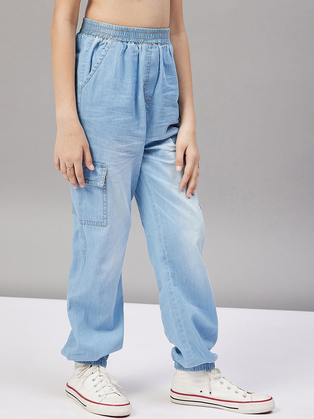 Stylo Bug Girls High-Rise Cargos Cotton Trousers