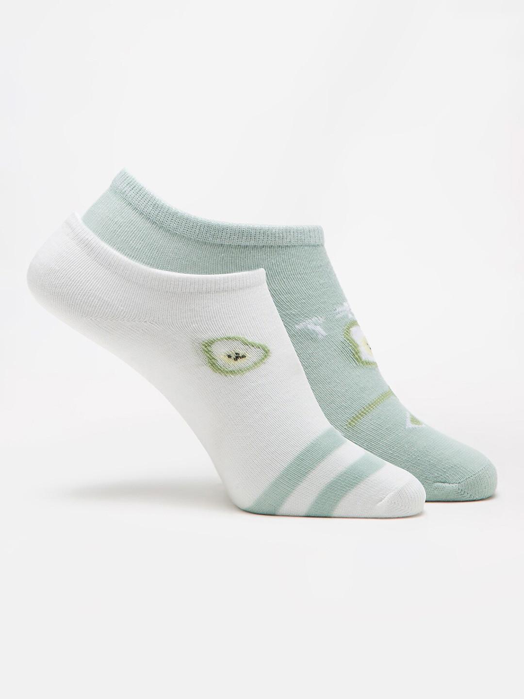 J Style Women Pack Of 2 Self-Designed Ankle-Length Socks