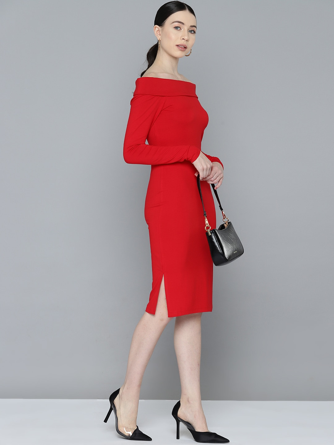 Chemistry Knitted Off-Shoulder Sheath Dress