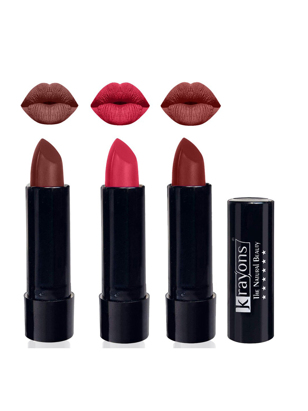 krayons Set Of 3 Cute Pop Waterproof & Moisturizing Matte Lipstick - 3.5 g Each