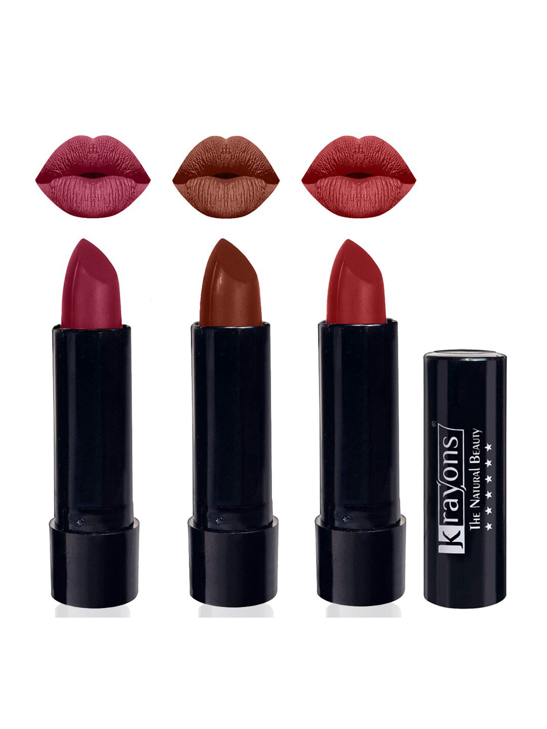krayons Set Of 3 Cute Pop Waterproof & Moisturizing Matte Lipstick - 3.5 g Each