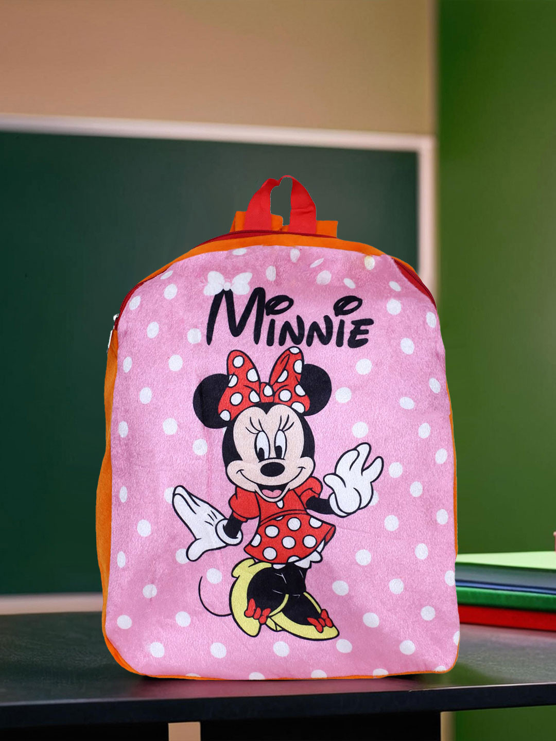 Kuber Industries Kids Girls Disney Pink Minnie Print Backpack Bag