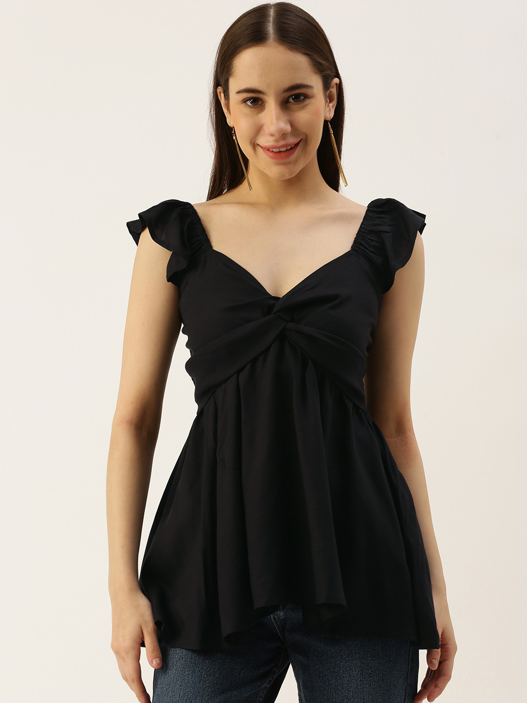IQRAAR Sweetheart Neck A-Line Top