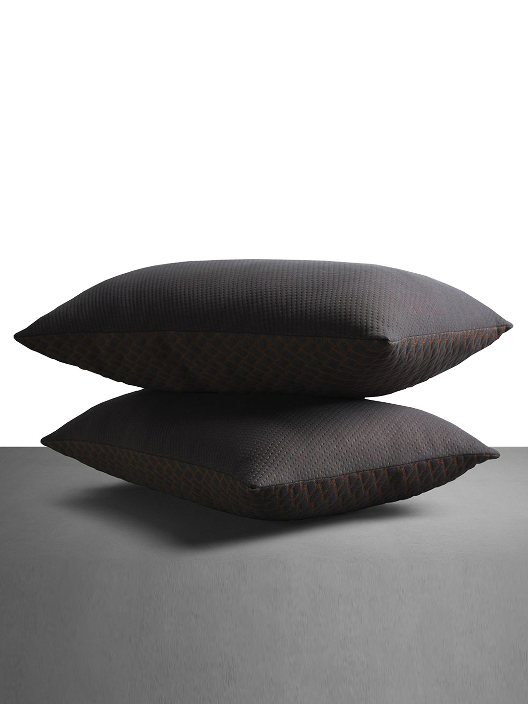 LA VERNE Brown Solid Polycotton Set of 2 Medium Fibre Sleep Pillow-71 x 45 x 5 cm