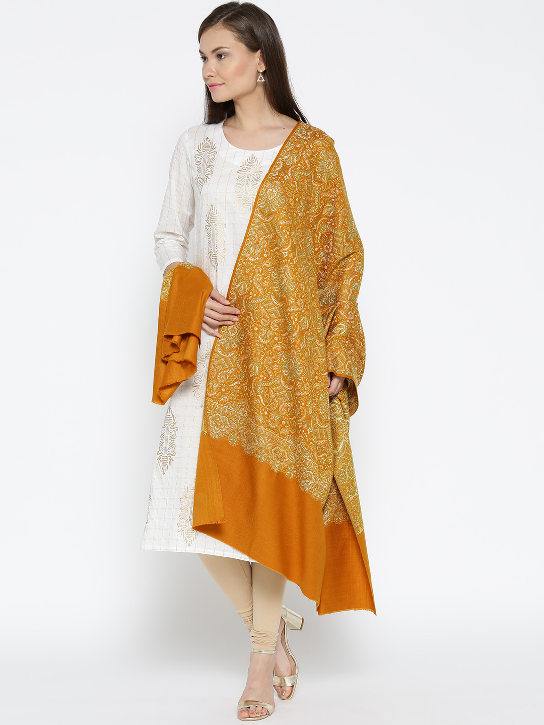 WEAVERS VILLA Women Floral Woven Design Winter Shawl