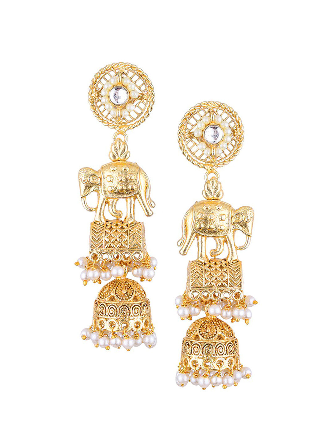 Runjhun Gold-Plated Jhumkas Earrings