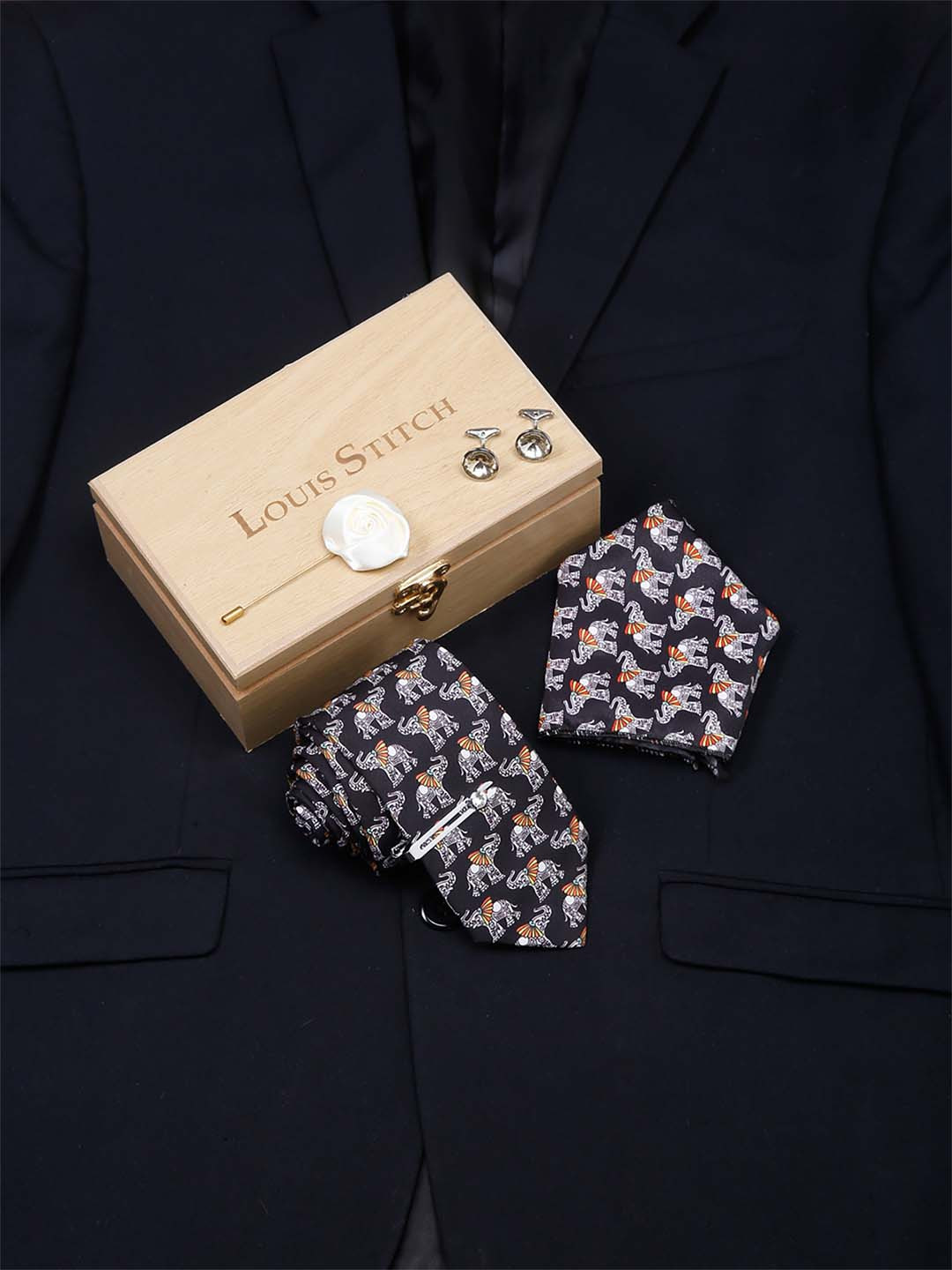 LOUIS STITCH Men Italian Silk Formal Tie Gift Set