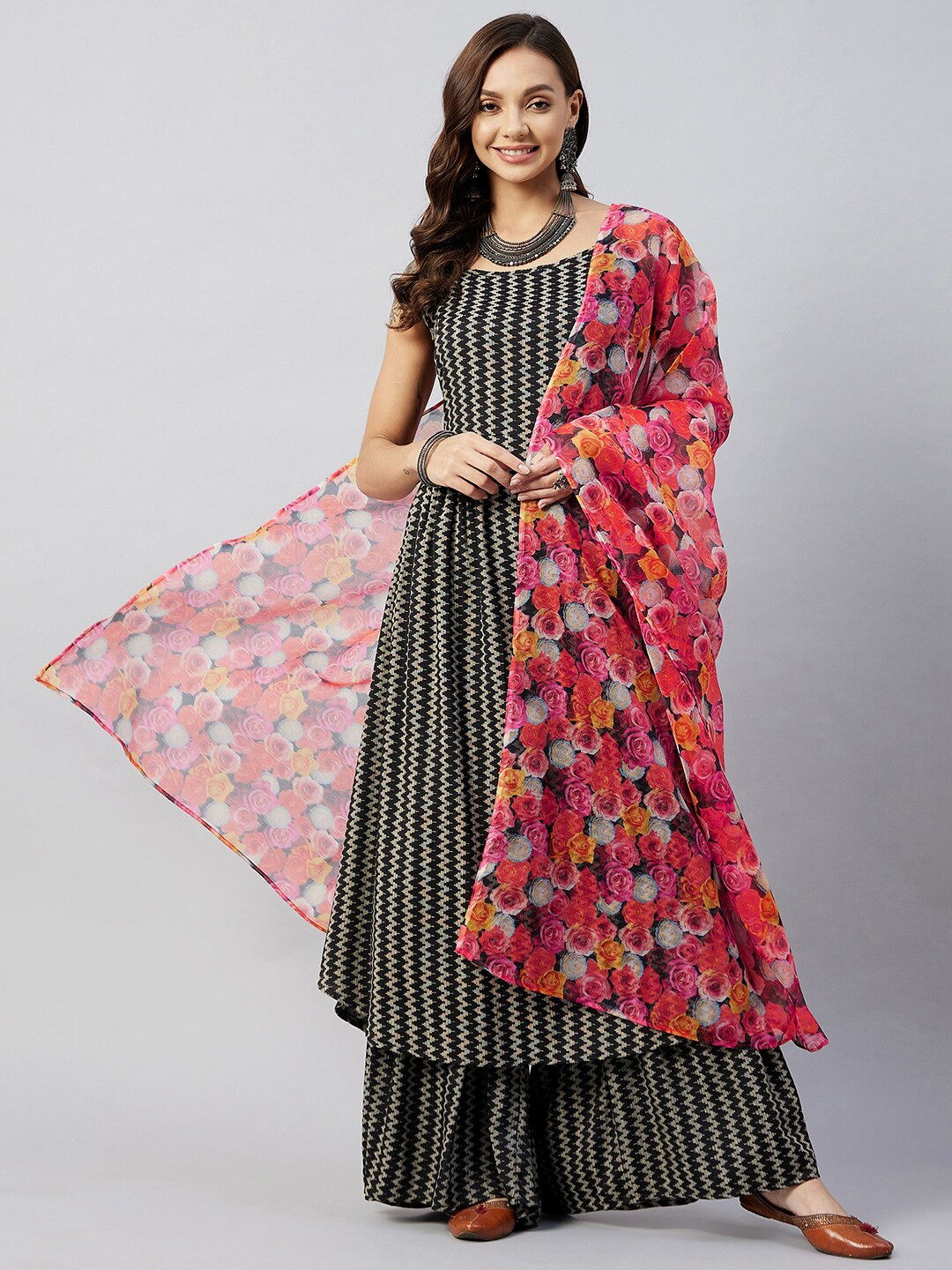 InWeave Floral Printed Organza Dupatta