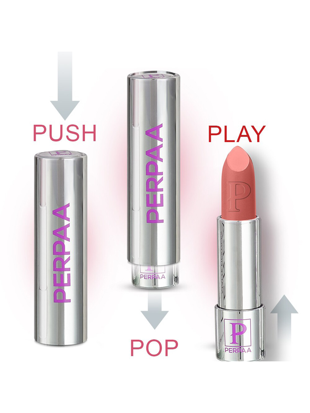 PERPAA Push Button Set Of 3 Waterproof & Creamy Bullet Push Matte Lipsticks