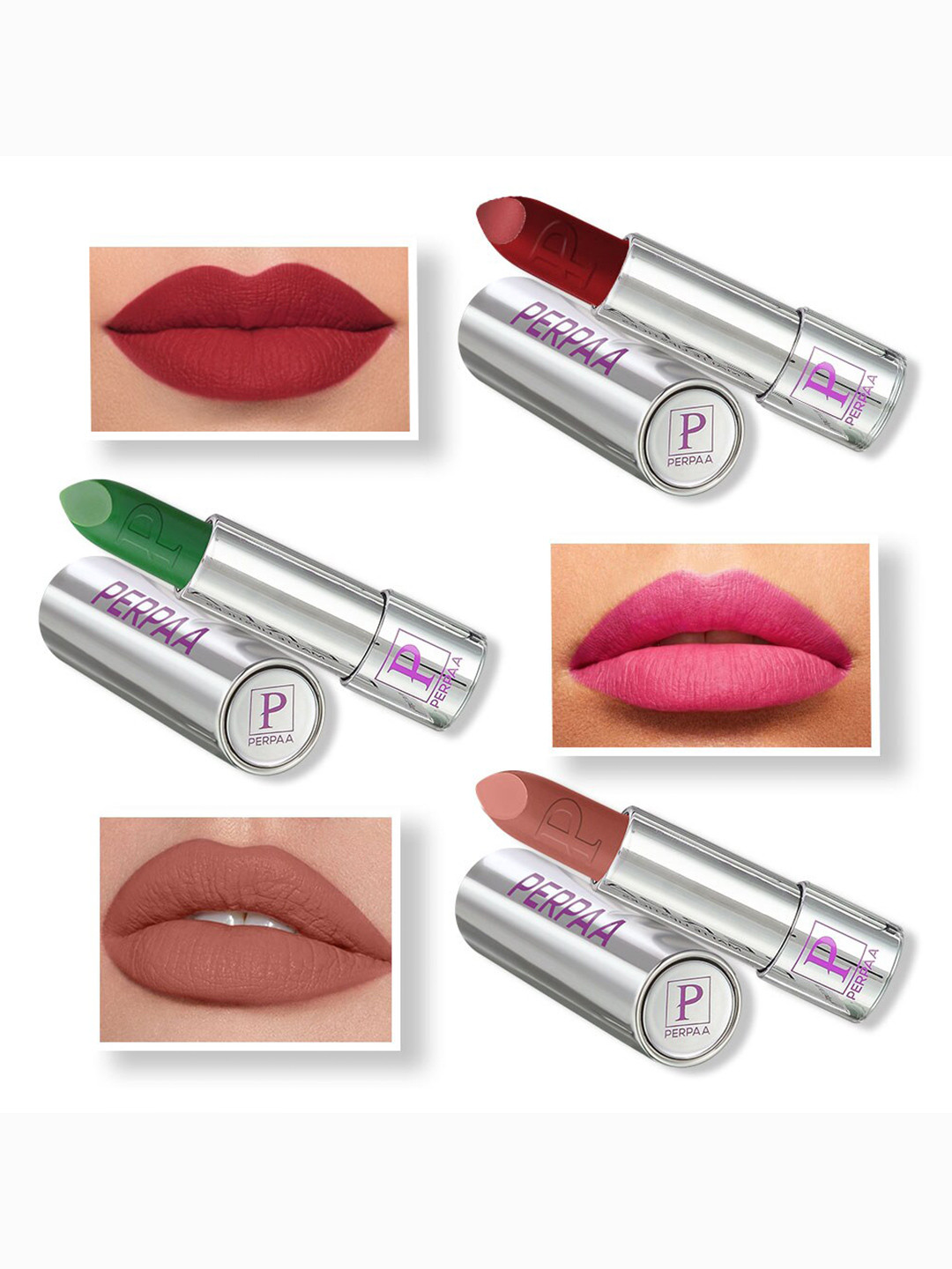 PERPAA Set of 3 Highly Pigmented & Weightless Matte Lipstick 3.5 g Each - 304, 305, 306