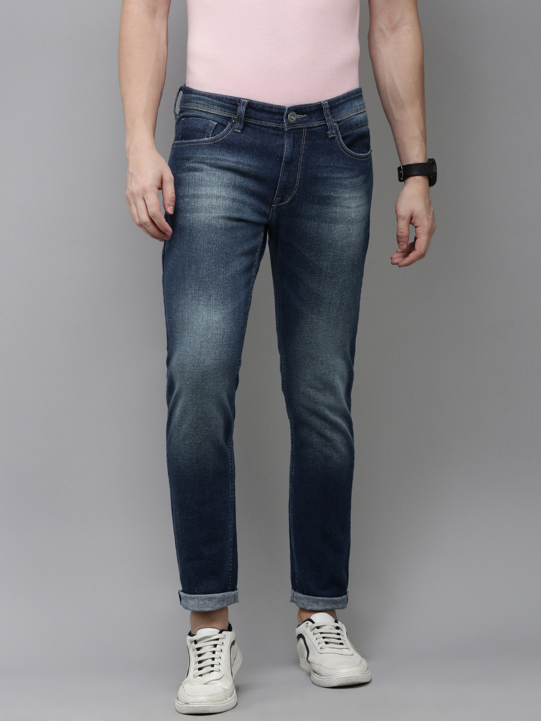 BEAT LONDON by PEPE Tapered Fit Jeans Men  Low-Rise Heavy Fade Stretchable Tapered Fit Jeans