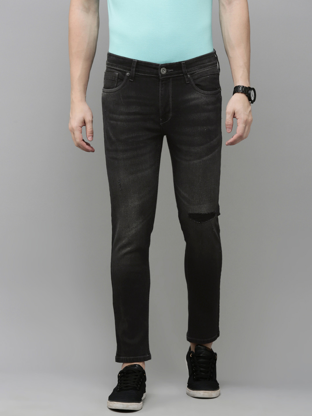 BEAT LONDON by PEPE JEANS Men Vapour Tapered Fit Low-Rise Slash Knee Stretchable Jeans