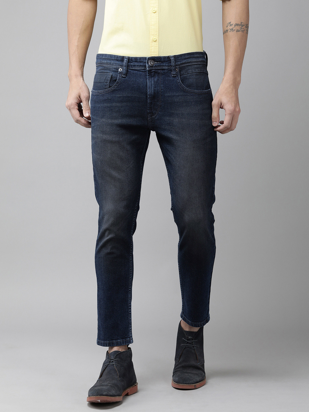 BEAT LONDON by PEPE JEANS Men Chinox Ankle Super Skinny Fit Heavy Fade Stretchable Jeans